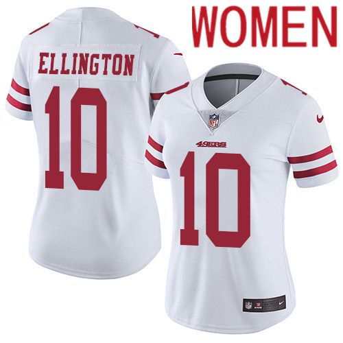 Women San Francisco 49ers #10 Bruce Ellington Nike White Vapor Limited NFL Jersey->women nfl jersey->Women Jersey